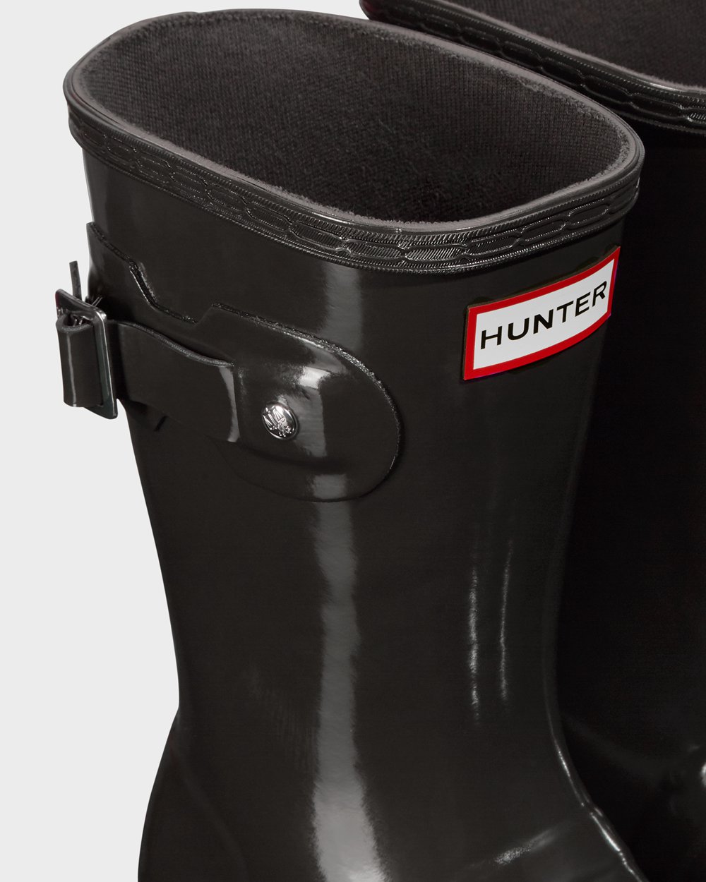 Womens Hunter Original Tour Foldable Gloss - Short Rain Boots Dark Grey - 5623-ZOMIF